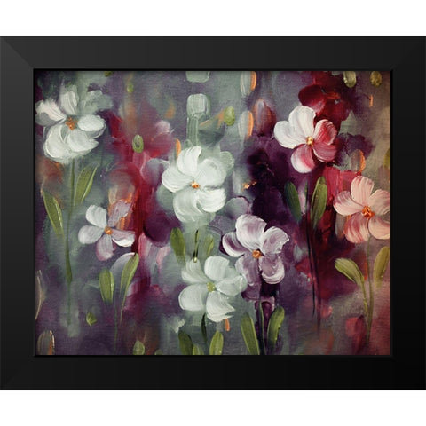 Vagabond Blooms Black Modern Wood Framed Art Print by Boho Hue Studio