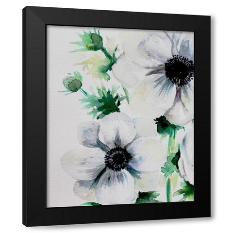 Ghost Blooms 1 Black Modern Wood Framed Art Print with Double Matting by Boho Hue Studio