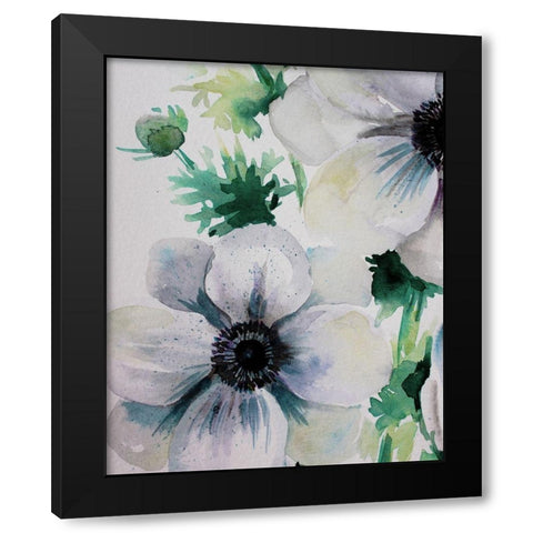 Ghost Blooms 2 Black Modern Wood Framed Art Print by Boho Hue Studio
