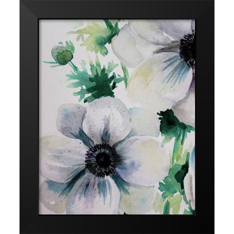Ghost Blooms 2 Black Modern Wood Framed Art Print by Boho Hue Studio