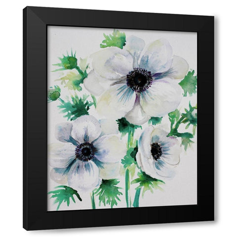 Ghost Blooms 3 Black Modern Wood Framed Art Print by Boho Hue Studio