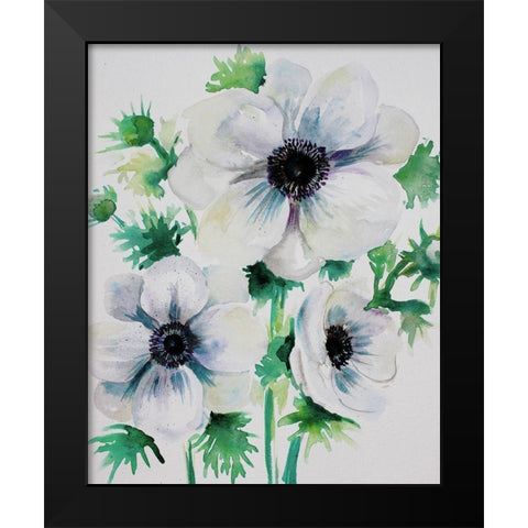 Ghost Blooms 3 Black Modern Wood Framed Art Print by Boho Hue Studio