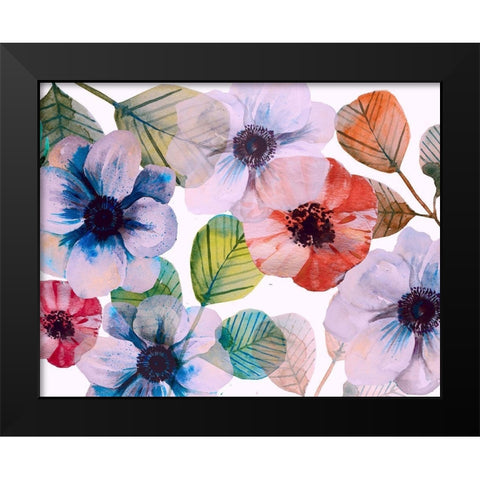 Flowerscape 1 Black Modern Wood Framed Art Print by Boho Hue Studio