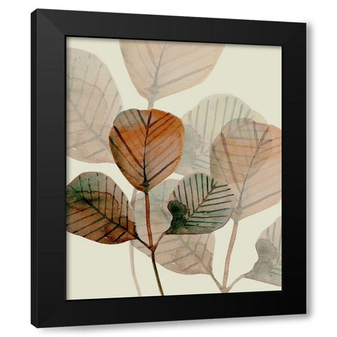 Brown Leaves 1 Black Modern Wood Framed Art Print with Double Matting by Boho Hue Studio