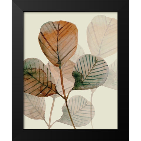 Brown Leaves 2 Black Modern Wood Framed Art Print by Boho Hue Studio