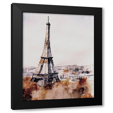 Eiffel View Black Modern Wood Framed Art Print by Boho Hue Studio