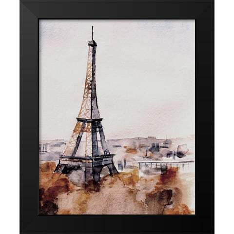 Eiffel View Black Modern Wood Framed Art Print by Boho Hue Studio