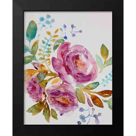 Purple Peony Black Modern Wood Framed Art Print by Boho Hue Studio