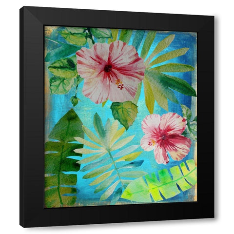 Tropical Hibiscus 3 Black Modern Wood Framed Art Print by Boho Hue Studio