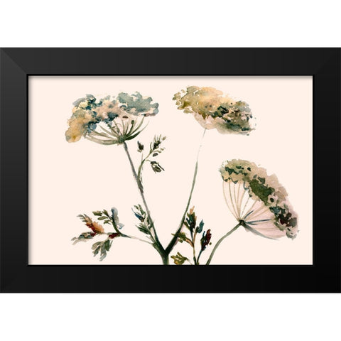 Queens Flowers Black Modern Wood Framed Art Print by Boho Hue Studio