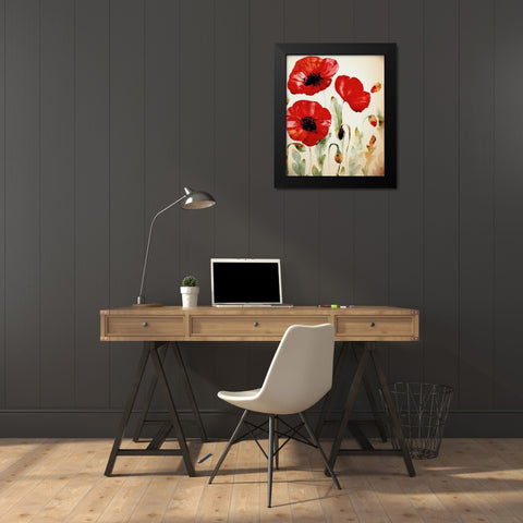 Lipstick Poppies Black Modern Wood Framed Art Print by Boho Hue Studio