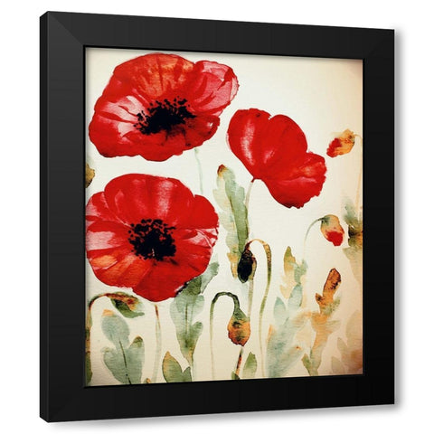 Lipstick Poppies Black Modern Wood Framed Art Print by Boho Hue Studio