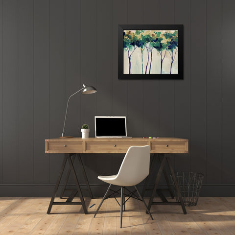 Creamy Trees Black Modern Wood Framed Art Print by Boho Hue Studio