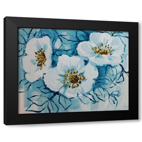 Blossom Bunch 12 Black Modern Wood Framed Art Print by Boho Hue Studio