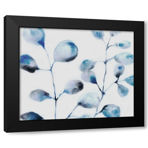 Blue Branches Black Modern Wood Framed Art Print by Boho Hue Studio