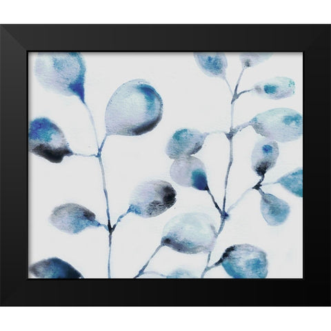 Blue Branches Black Modern Wood Framed Art Print by Boho Hue Studio