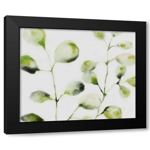 Green Branches Black Modern Wood Framed Art Print with Double Matting by Boho Hue Studio