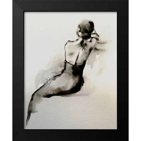 Waiting Black Modern Wood Framed Art Print by Boho Hue Studio