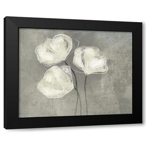 Sketched White Blooms 2 Black Modern Wood Framed Art Print with Double Matting by Boho Hue Studio