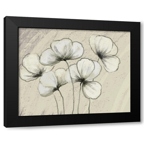 Sketched Flowers on Cream Black Modern Wood Framed Art Print with Double Matting by Boho Hue Studio