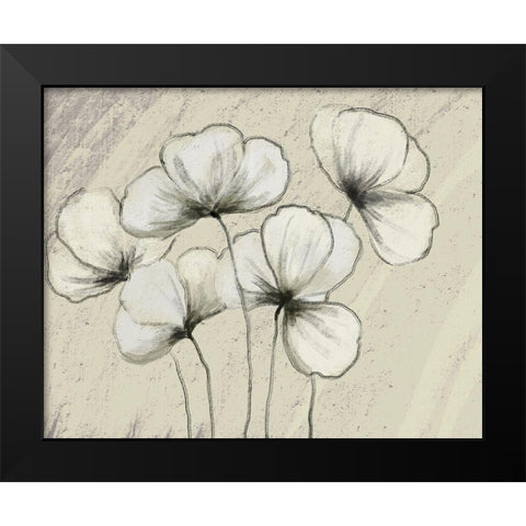 Sketched Flowers on Cream Black Modern Wood Framed Art Print by Boho Hue Studio