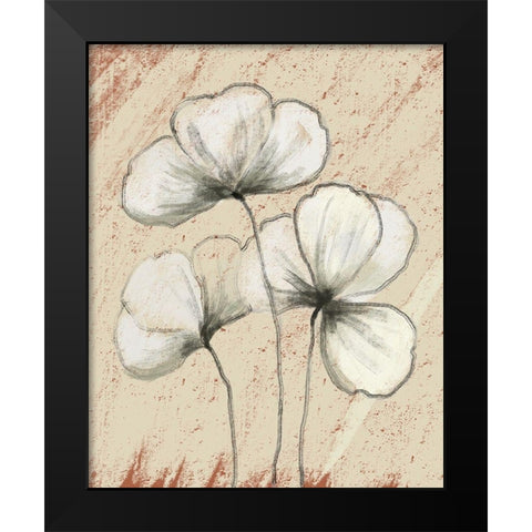 Sketched Flowers on Tan Black Modern Wood Framed Art Print by Boho Hue Studio