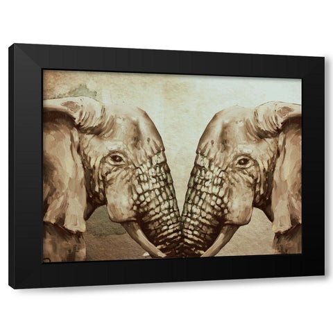 Mirror Elephants Black Modern Wood Framed Art Print by Boho Hue Studio