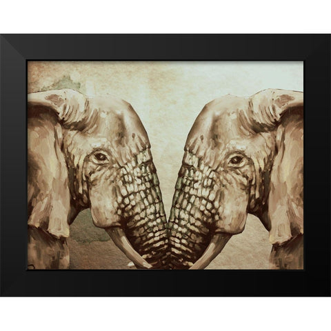 Mirror Elephants Black Modern Wood Framed Art Print by Boho Hue Studio