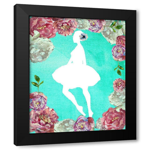 Rose Ballerina Black Modern Wood Framed Art Print by Boho Hue Studio