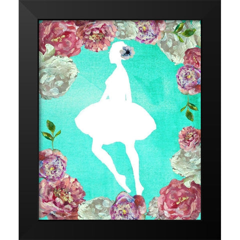 Rose Ballerina Black Modern Wood Framed Art Print by Boho Hue Studio