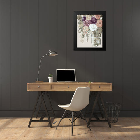 Floral Soft 6 Black Modern Wood Framed Art Print by Boho Hue Studio