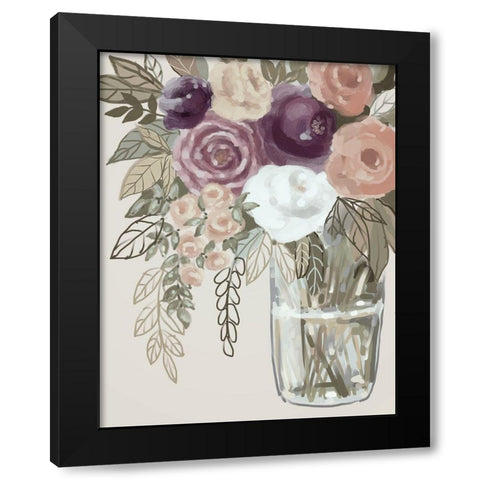 Floral Soft 6 Black Modern Wood Framed Art Print by Boho Hue Studio