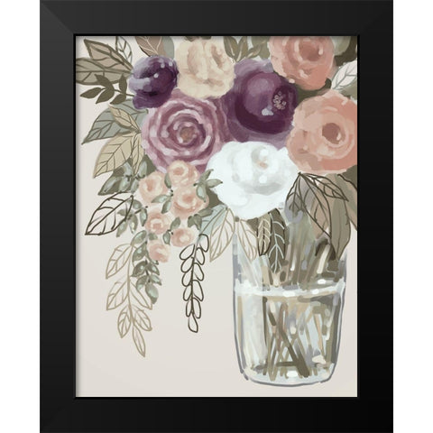 Floral Soft 6 Black Modern Wood Framed Art Print by Boho Hue Studio