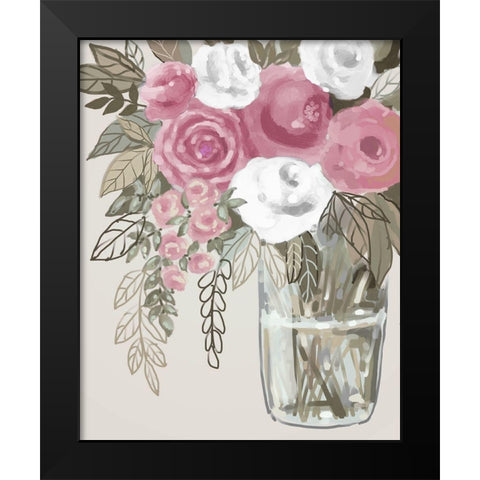 Soft Pink Florals 1 Black Modern Wood Framed Art Print by Boho Hue Studio