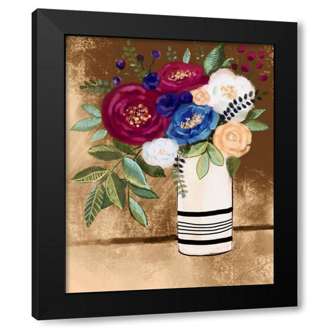 Floral #15 Black Modern Wood Framed Art Print with Double Matting by Boho Hue Studio