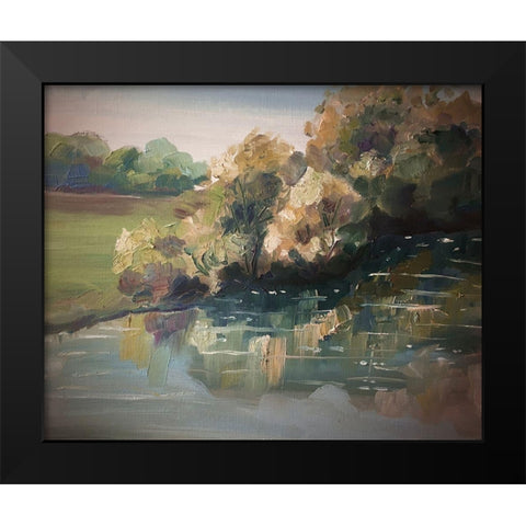 Landscape River 1 Black Modern Wood Framed Art Print by Boho Hue Studio
