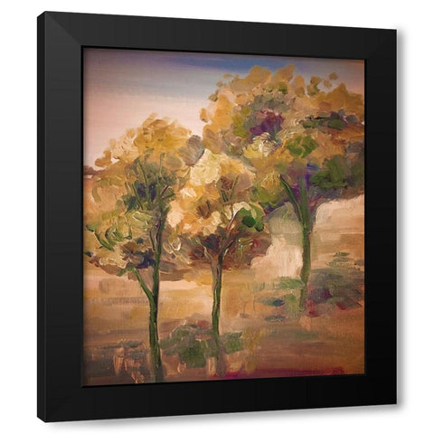 Golden Pageant Trees Black Modern Wood Framed Art Print with Double Matting by Boho Hue Studio