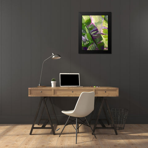 Olive Bananna Leaves 1 Black Modern Wood Framed Art Print by Boho Hue Studio