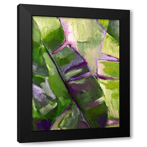 Olive Bananna Leaves 1 Black Modern Wood Framed Art Print by Boho Hue Studio