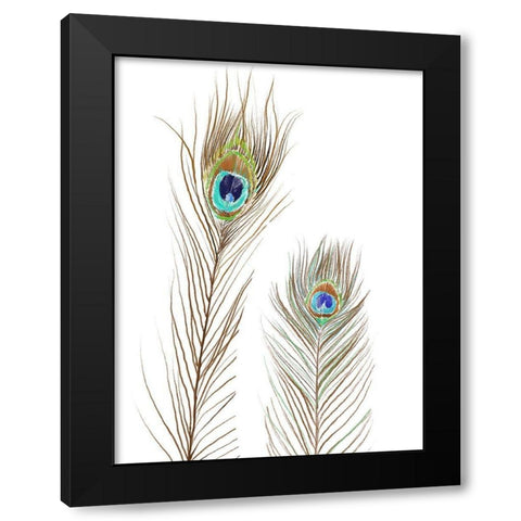 Peacock Love 1 Black Modern Wood Framed Art Print with Double Matting by Boho Hue Studio