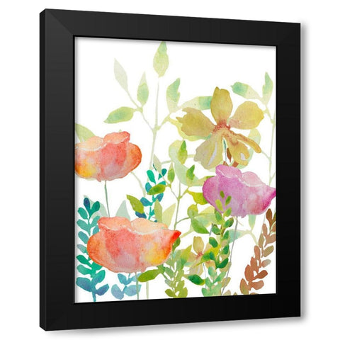 Field Flowers Black Modern Wood Framed Art Print by Boho Hue Studio