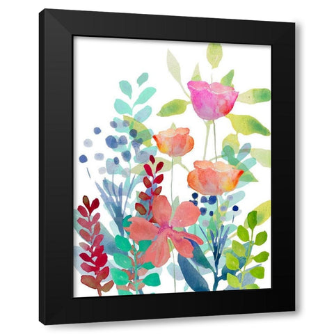 Florals Black Modern Wood Framed Art Print by Boho Hue Studio