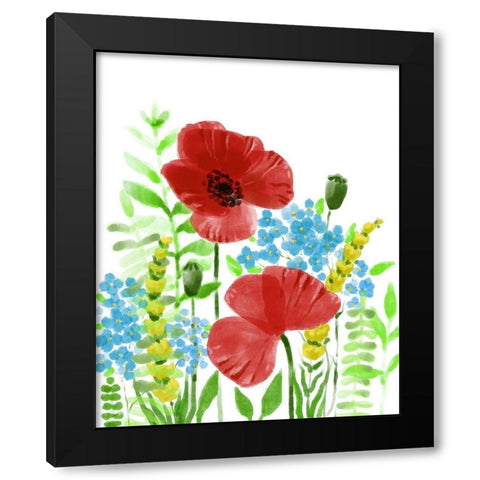 Wild Flowers Black Modern Wood Framed Art Print with Double Matting by Boho Hue Studio