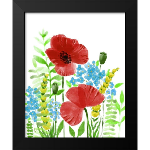 Wild Flowers Black Modern Wood Framed Art Print by Boho Hue Studio