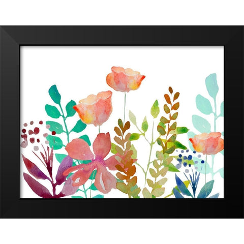 Florals 5 Black Modern Wood Framed Art Print by Boho Hue Studio