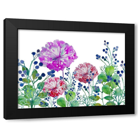 Floral field Black Modern Wood Framed Art Print by Boho Hue Studio