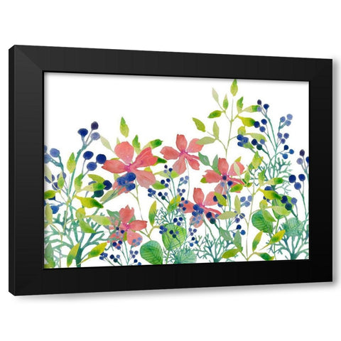 Floral field II Black Modern Wood Framed Art Print with Double Matting by Boho Hue Studio