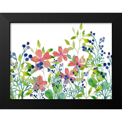 Floral field II Black Modern Wood Framed Art Print by Boho Hue Studio