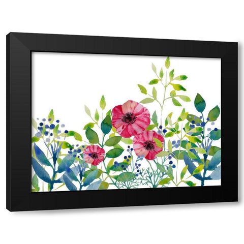 Floral field III Black Modern Wood Framed Art Print by Boho Hue Studio