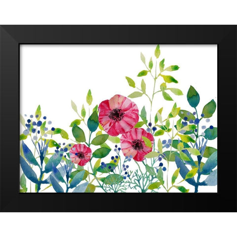 Floral field III Black Modern Wood Framed Art Print by Boho Hue Studio